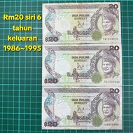 A776 Rm20 siri 6 duit kertas lama duit Rm20 lama barang antik barang lama duit Malaysia lama Rm20 la