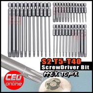 CEO 1/4" Hex S2 Alloy Steel Torx Screwdriver Bits Tool Set Torx Socket Set Handle Tools Electric Scr