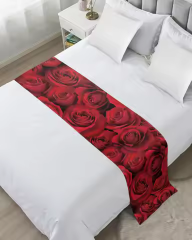 Valentine Rose Flower Red Bedspreads Bed Runner Bed Flag Scarf for Home Hotel Decoration Bedding Sin