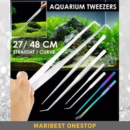 27cm / 48cm Aquascaping Tool Silver And Rainbow Stainless Steel Curved / Straight Tweezer for Aquari