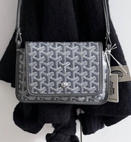 全新 Goyard Plumet pocket Y字老花滿印多口袋可拆卸肩帶 帆布拼皮 WOC信封包手拿包 斜孭袋單肩袋 小號  small 灰色 grey PLUMETPMLTY51CL51P
