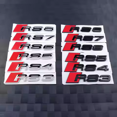 3D ABS RS3 RS4 RS5 RS6 RS7 RS8 Letters Emblem Car Body Rear Trunk Badge Sticker For Audi RS Series A