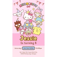 Hello Kitty - Birthday Invitation Card - Digital Invitation -  E-Card Design