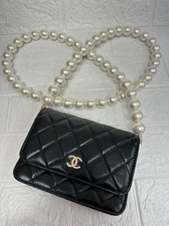 20/12 update｜Chanel Mini WOC😍珍珠鏈帶Wallet On Chain🖤黑色 羊皮 全新Full set 可陪驗💯