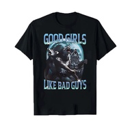 Good Girls Like Bad Guys Wolf Graphic T Shirt Cotton Oversized Tee