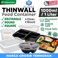 THINWALL Plastic Container Box Take Away Food Container Thick Round Bowl DELKOCHOICE
