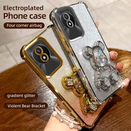 Bling Glitter Casing For Vivo Y02 Y02T Y02S Y22 Y22S Y17S Y19S Y16 Y35 Quicksand Bear Stand Bracket 
