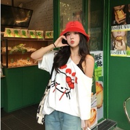 Hello kitty offshoulder top 100% cotton asymmetric tshirt cute coquette sanrio soft retro aesthetic