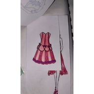 2D sketch fashion sample, Hand- drawn