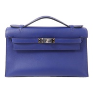 HERMES Swift皮革Kelly Pochette手挽袋Bleu Saphir