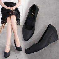 Spring Summer Wedges Heel Jelly Shoes 6.5 CM High Heel Women Pumps Shoes Rain Shoes Pointed Toe Slip On Summer Sandals