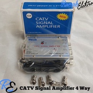 TERBAIK Splitter Antena TV 4 Cabang CATV 4 WAY Signal Amplifier