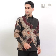 KEMEJA Darpa Long Sleeve Batik Asana Shirt - Black
