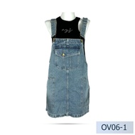 เอี๊ยมยีนส์ นิยมยีนส์ Niyom jeans สียีนส์ ผ้าไม่ยืด สายปรับระดับได้ รุ่น OV05-2