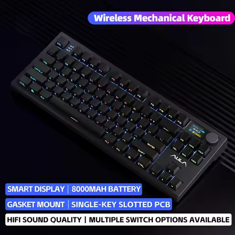 AULA S87 PRO Mechanical Keyboard Custom RGB Backlight Wireless Bluetooth gaming Keyboard with Displa