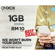 ONE XOX BLACK PLAN RM10/MONTHLY 1GB DATA/20MINS FREE CALL