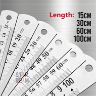 Thick Metal Ruler 15CM 30CM 60CM 100CM 1M High Precision Dual-Scale Steel Ruler/Pembaris Keluli Arch