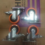 Heavy Duty 3 Inch Pu Wheels with Brakes / Trolley Wheels / Rofa Castor New Stock