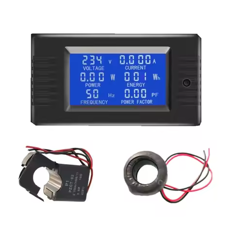 6in1 220V 100A AC Single Phase Digital Panel Amp Volt Current Meter Watt Kwh Power Factor Energy Met