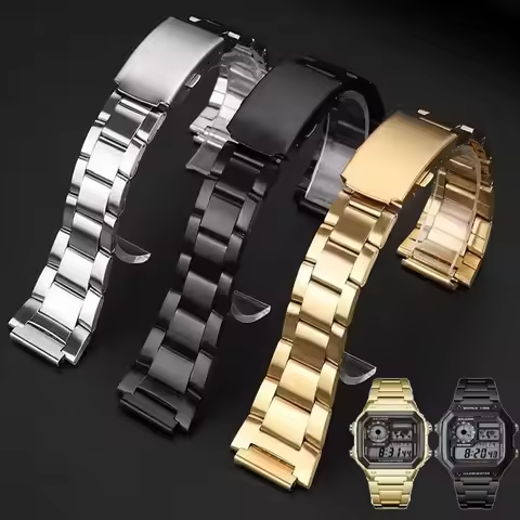 18mm Stainless Steel Strap for Casio AE1200/1300 A159W-N1 A158 A168 F91W AQ-230 Series Unisex ultra-