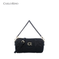 Carlo Rino Black Prism Quilted Barrel Bag