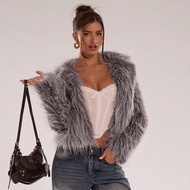 Solid Faux Fur Jackets Long Sleeves For Warmth Winter Coat Female Fashion Turn-Down Collar Loose Cas