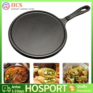 【HCS】Cast Iron Round Griddle Nonstick Flat Skillet Easy To Clean for Camping Indoor Outdoor Cooking