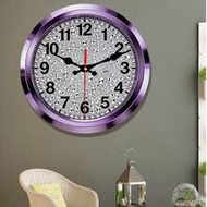 1pc 2D Flat Purple Wooden Clock Face Full Rhinestone Theme Style Wall Clock, Modern Luxury Home Deco