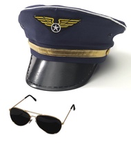 Nicky Bigs Novelties Airline Pilot Captain Hat and Aviator Glasses Set