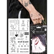 BTS主題臉部身體紋身貼紙 防水持久植物性墨水 生日紀念歌曲主題