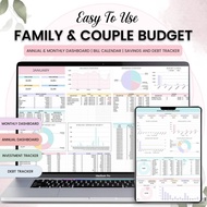 Digital Planner, Family And Couple Annual Budget Spreadsheet Monthly Biweekly Budget Planner Bill Fi