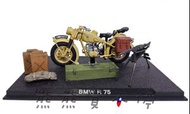 [在台現貨-兩色可選] 二戰德軍 BMW R75 軍用摩托車模型 附贈同比例機槍及配件