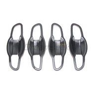 8PCs Door Handle Bowl Cup Cover For Hyundai Elantra CN7 2021 2022 2023 Carbon Fiber Look Protector T