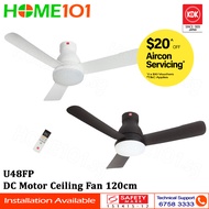 KDK DC Motor Ceiling Fan 120cm w/LED Light U48FP