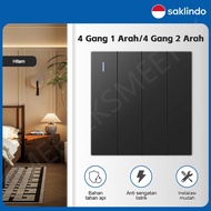 Saklindo On Off Switch Light Wall Switch Aesthetic Home Switch 4 Gang Black Series Switch