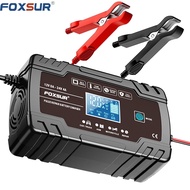 Foxsur black industrial style 12V 24V AGM charger 8A motorcycle car battery charger