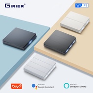 GIRIER Smart Light Switch Neutral Wire Required WiFi Push Button Wall Switch 1 2 3 4 Gang Works with