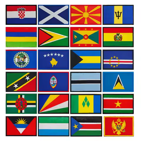 21 Flag Embroidery Patch Bolivia Bahamas Belize Dominica Grenada Guam, Kosovo, Macedonia, Mauritius,