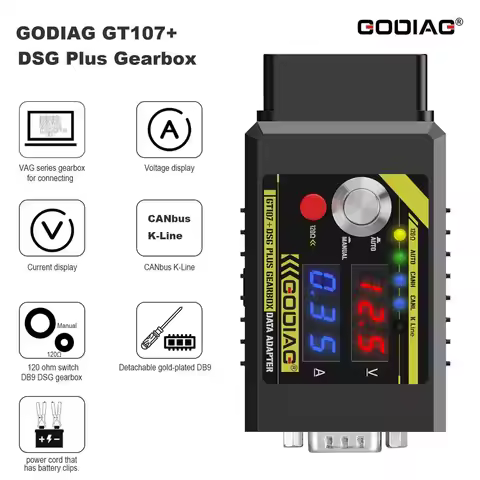 GODIAG GT107 +GT105 II DSG Gearbox Data Adapter Voltage Current Display Tool For Benz BMW DQ250 DQ20