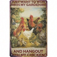 HELLOYOUNG Vintage Tin Sign Rustic Wall Art Just Want Work Garden Decor 8x12 Inch Outdoor Yard Patio