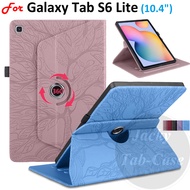 For Samsung Galaxy Tab S6 Lite 10.4-inch Fashion 360° Rotating Stand Case S6Lite SM-P610 SM-P613 SM-P615 SM-P619 3D Tree Style PU Leather Flip Cover With Sleep Wake Function