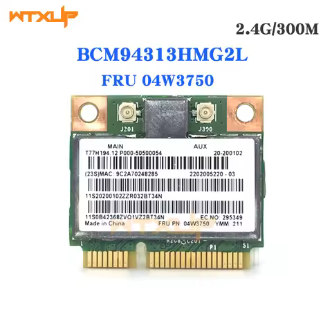 BroadCom BCM94313HMG2L BCM94313 300Mbps Mini PCI-e WLAN wireless wifi Card 04W3750 For Lenovo B490 B