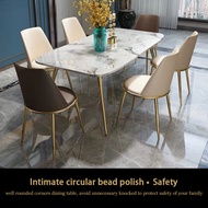(FREE INSTALLATION) Pre-Order Muyue Dining Table And Chair Combination Ins Style Modern Minimalist Marble Dining Table