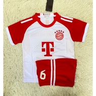 Children's Football Kit White-Red Bayern Team Shirt + Pants Screen-Printed Number 6
