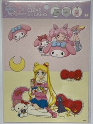 全場最平日本購入 美少女戰士 sailor moon x Sanrio characters 大張透明貼紙 月野免 hello kitty 小小兔 my melody iPad貼紙 行李箱貼紙 sailormoon