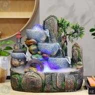 Rockery Flowing Water Fountain Circulating Waterwheel Feng Shui Wheel Money Ornaments Alpine Landscape Indoor ZWG0