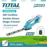 TOTAL TSTLI2001 20V Lithium-ion Cordless Garden Shears Hedge Trimmer Tools 2 IN 1