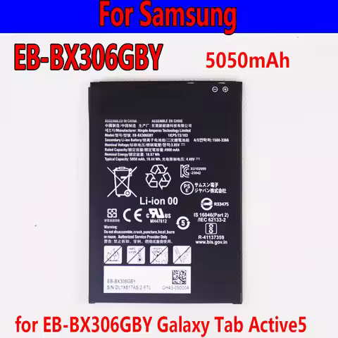New Original Battery EB-BX306GBY 3.85V 5050mAh Battery For Samsung Galaxy Tab Active5 Tab Batteries+