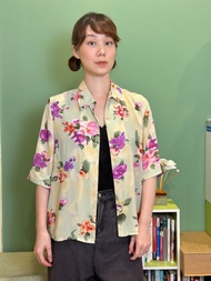 晨霧花卉雪紡襯衫