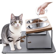 Mangkuk Kucing Tinggi yang Diperbaharui dengan Alas Makanan,15 ° Piring Makanan dan Air Kucing yang 